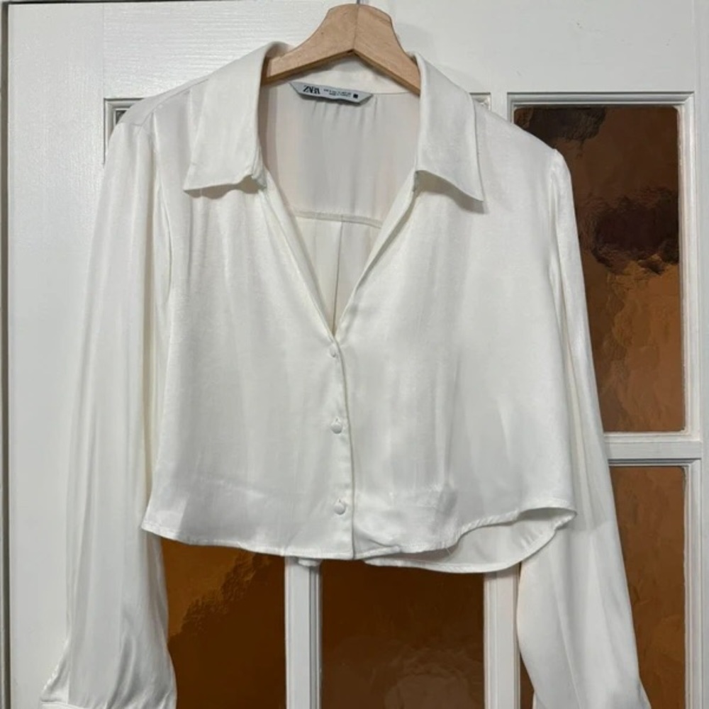 Zara Women's White Button Down Shirt